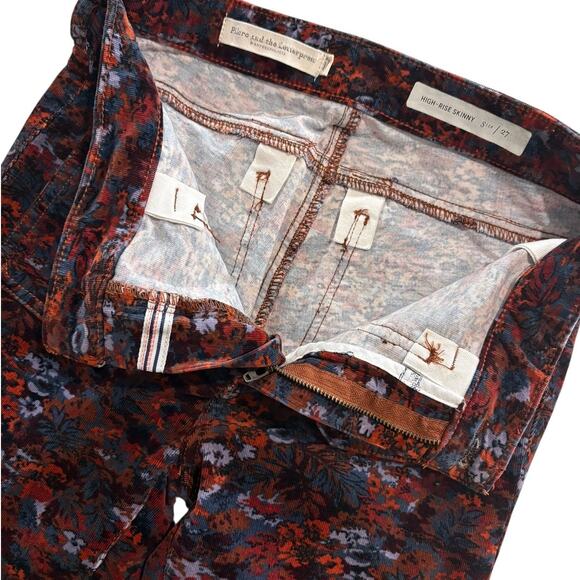 Pilcro Velvet Multicolor Floral Skinny Pants Anthropologie Women’s 4 / 27 - Picture 6 of 13